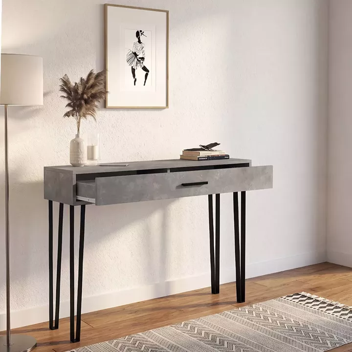 Κονσόλα Rochel Megapap χρώμα γκρι σκυροδέματος 120x35x89,8εκ.