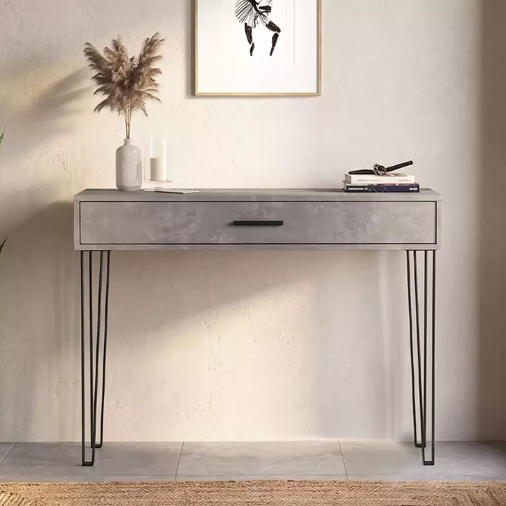 Κονσόλα Rochel Megapap χρώμα γκρι σκυροδέματος 120x35x89,8εκ.