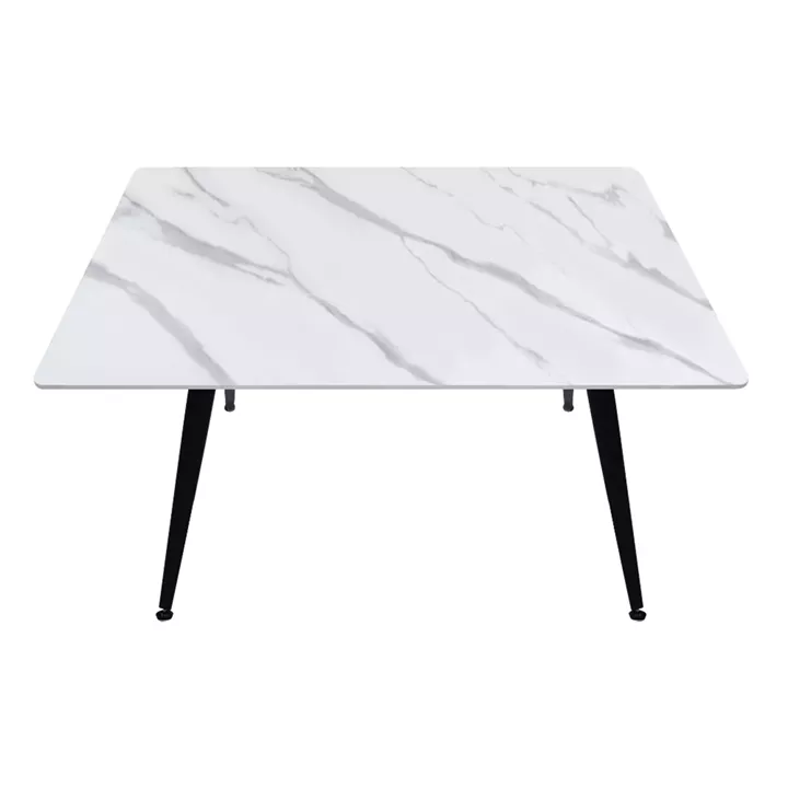 Τραπέζι Enzo Megapap sintered stone - μέταλλο χρώμα λευκό εφέ μαρμάρου - μαύρο 120x70x77εκ.