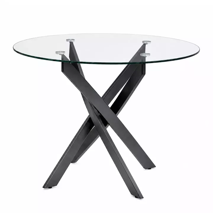 Τραπέζι Aldo Megapap γυαλί - μεταλλικά μαύρα πόδια Ø100x75,5εκ.