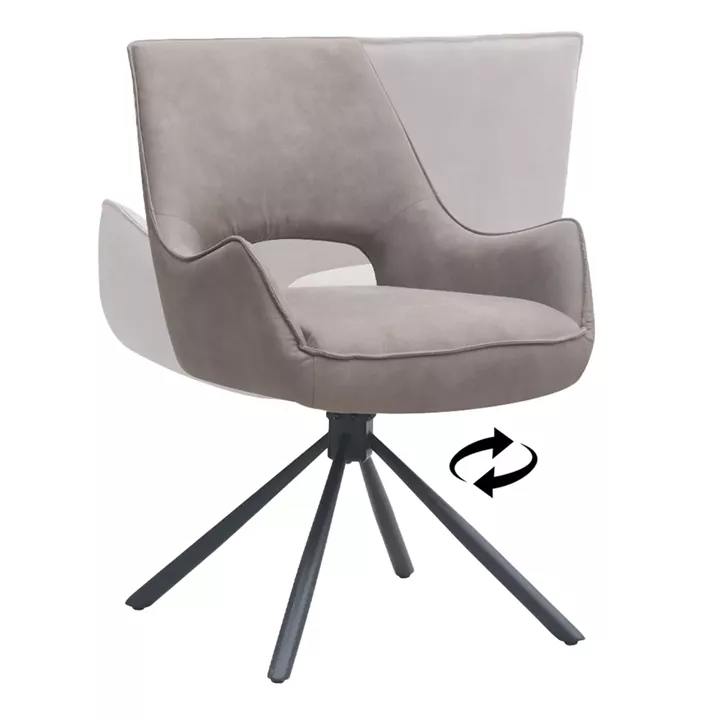 Πολυθρόνα τραπεζαρίας Alessia Megapap περιστρεφόμενη elephant grey ύφασμα - μεταλλικό μαύρο πόδι 58x66x85εκ.