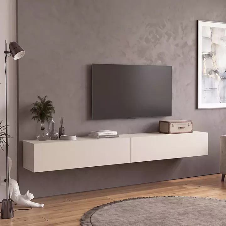 Έπιπλο τηλεόρασης επιτοίχιο Espanse Megapap χρώμα sandstone 241,8x31,7x30εκ.