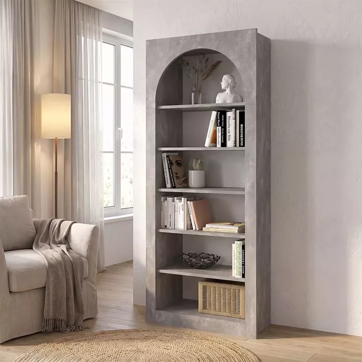 Βιβλιοθήκη Voila Megapap χρώμα γκρι σκυροδέματος 74x35x180εκ.