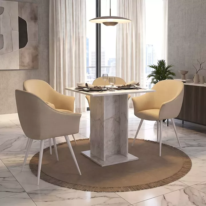 Τραπέζι Allos Megapap χρώμα λευκό εφέ μαρμάρου 75x75x77εκ.