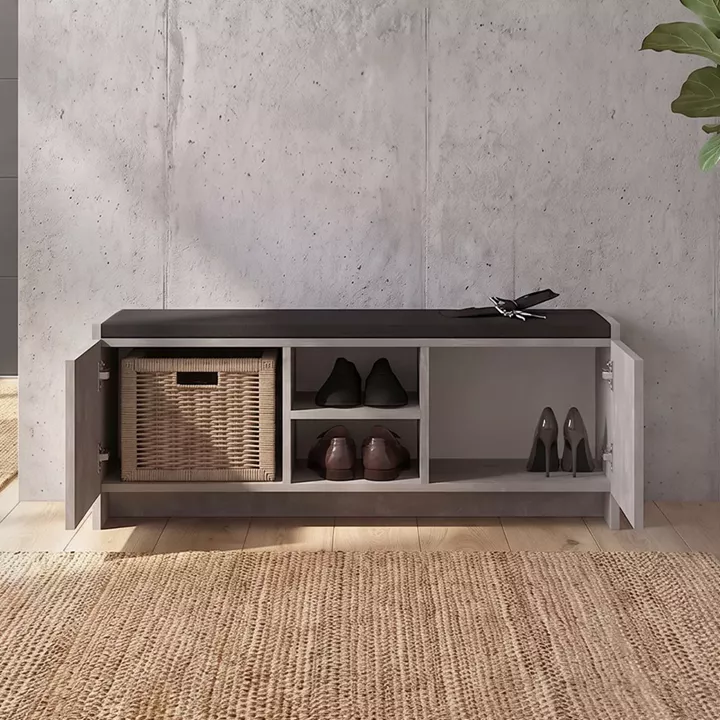 Παπουτσοθήκη Verly Megapap χρώμα γκρι σκυροδέματος 110x33,2x43εκ.