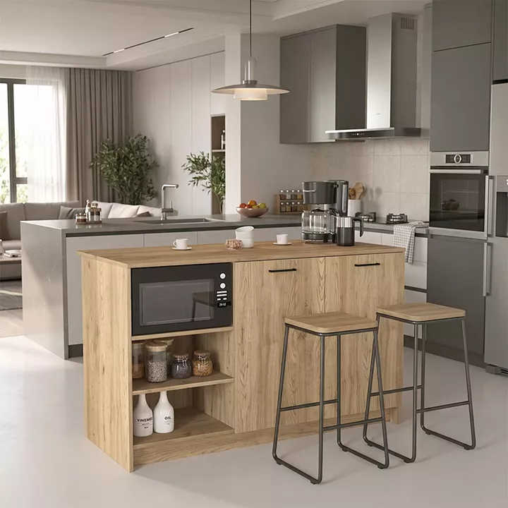 Τραπέζι - Πάγκος κουζίνας Peres Megapap χρώμα sepet oak 150x70x91,8εκ.
