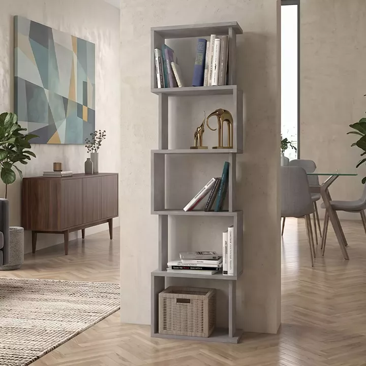 Βιβλιοθήκη Alvina Megapap χρώμα γκρι σκυροδέματος 45x19,6x158,8εκ.