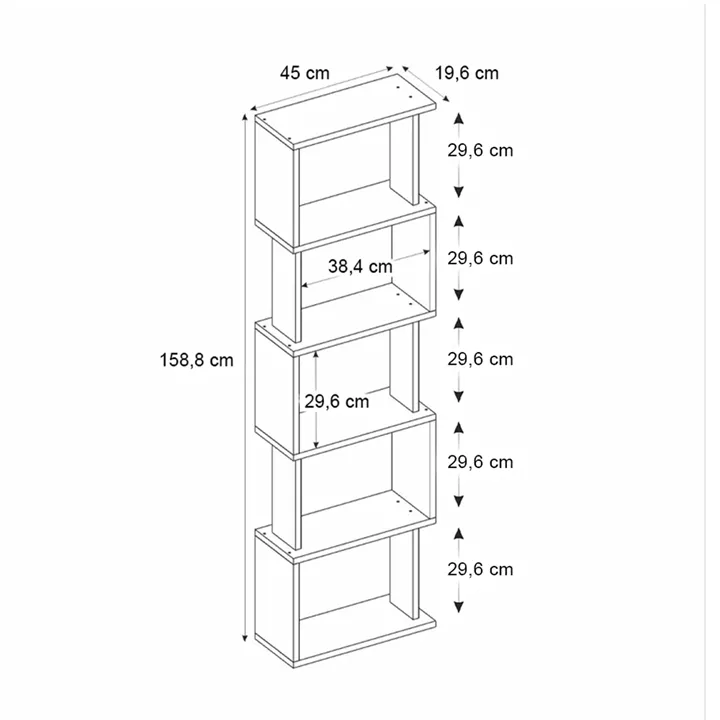 Βιβλιοθήκη Alvina Megapap χρώμα καρυδί 45x19,6x158,8εκ.