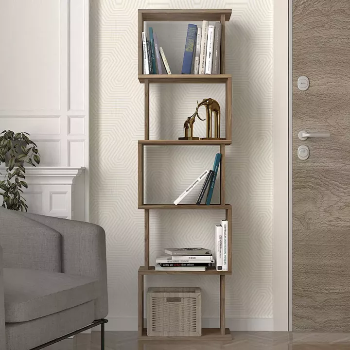 Βιβλιοθήκη Alvina Megapap χρώμα καρυδί 45x19,6x158,8εκ.