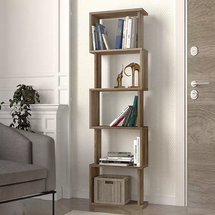 Βιβλιοθήκη Alvina Megapap χρώμα καρυδί 45x19,6x158,8εκ.