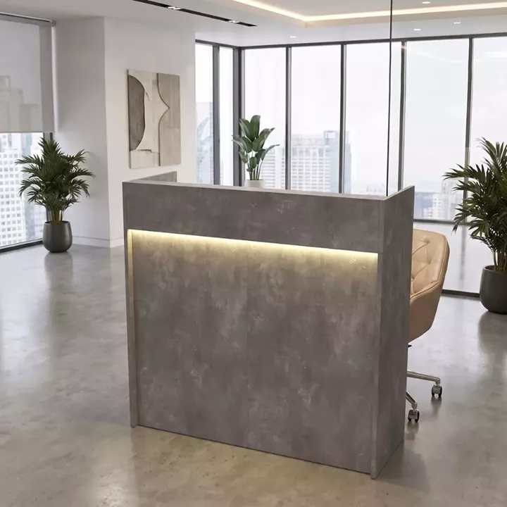 Γραφείο υποδοχής - reception Wilko Megapap με LED χρώμα γκρι σκυροδέματος 113,6x42x110εκ.
