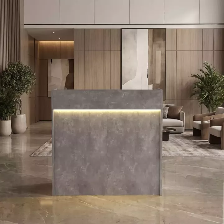 Γραφείο υποδοχής - reception Wilko Megapap με LED χρώμα γκρι σκυροδέματος 113,6x42x110εκ.