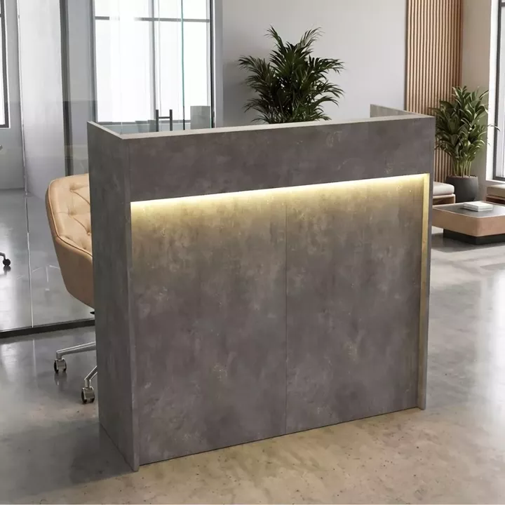Γραφείο υποδοχής - reception Wilko Megapap με LED χρώμα γκρι σκυροδέματος 113,6x42x110εκ.