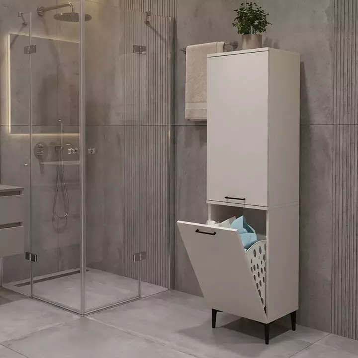 Ντουλάπι με καλάθι απλύτων Singa Megapap χρώμα sandstone 45x40x180εκ.