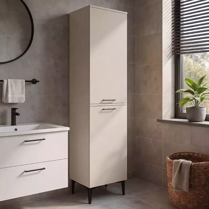 Ντουλάπι με καλάθι απλύτων Singa Megapap χρώμα sandstone 45x40x180εκ.