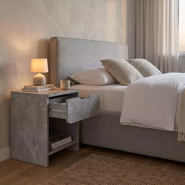 Κομοδίνο Mida Megapap χρώμα γκρι σκυροδέματος 45x40x52εκ.