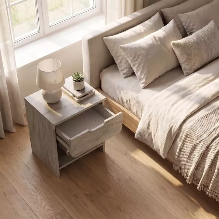 Κομοδίνο Mida Megapap χρώμα travertine 45x40x52εκ.