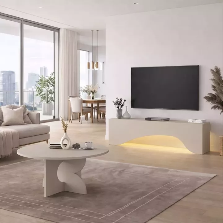 Έπιπλο τηλεόρασης Mara Megapap με LED χρώμα sandstone 150x31,4x40εκ.