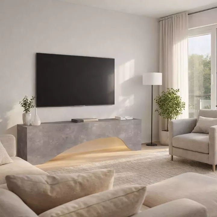 Έπιπλο τηλεόρασης Mara Megapap με LED χρώμα γκρι σκυροδέματος 150x31,4x40εκ.