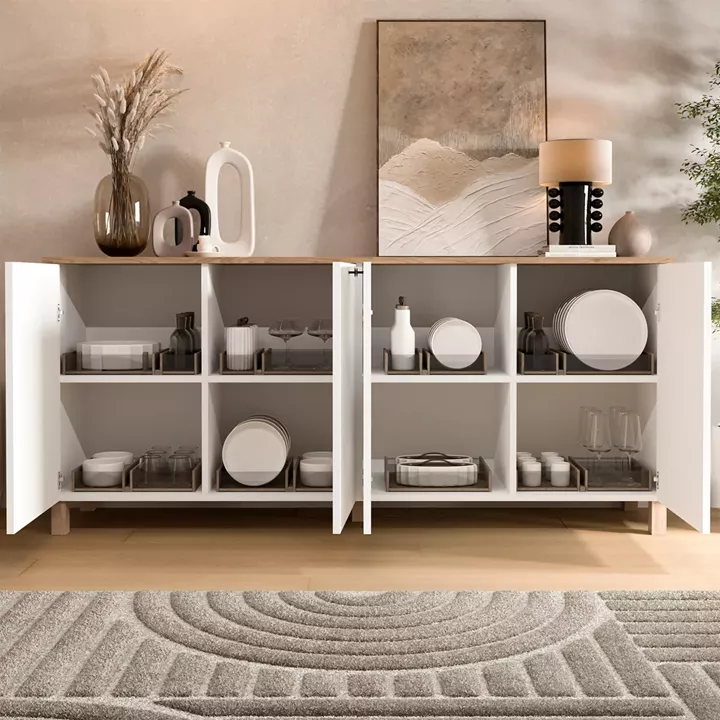 Μπουφές ArteLibre BALDER Λευκό/Φυσικό Μοριοσανίδα 180x42.1x80cm