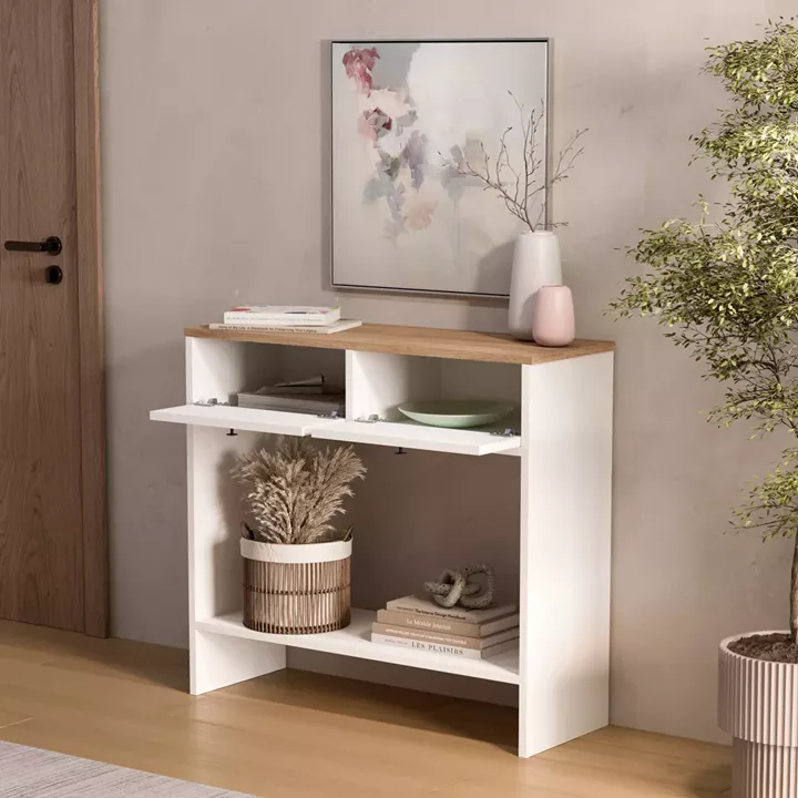 Κονσόλα ArteLibre FENRIR Λευκό/Φυσικό Μοριοσανίδα 90x32x81.8cm