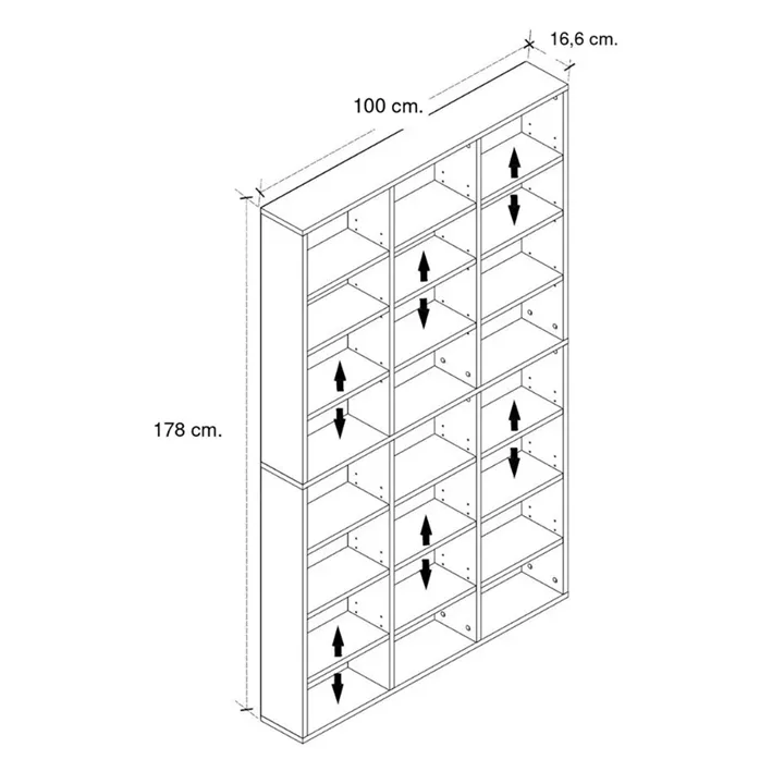 Βιβλιοθήκη Diamond Megapap χρώμα γκρι σκυροδέματος 100x16,6x178εκ.