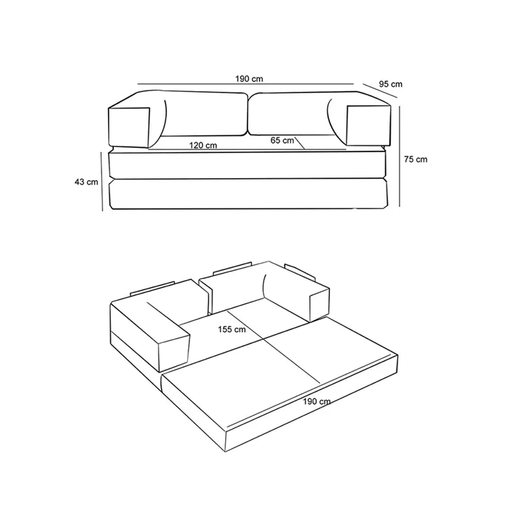 Καναπές - κρεβάτι Comfort Megapap τριθέσιος υφασμάτινος χρώμα μέντα 190x95x75εκ.