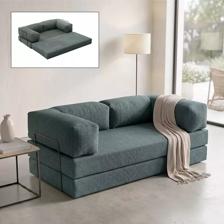 Καναπές - κρεβάτι Comfort Megapap τριθέσιος υφασμάτινος χρώμα μέντα 190x95x75εκ.