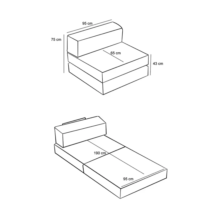 Πολυθρόνα - κρεβάτι Comfort Megapap υφασμάτινη χρώμα μέντα 95x95x75εκ.