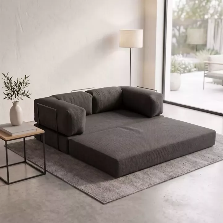 Καναπές - κρεβάτι Comfort Megapap τριθέσιος υφασμάτινος χρώμα ανθρακί 190x95x75εκ.