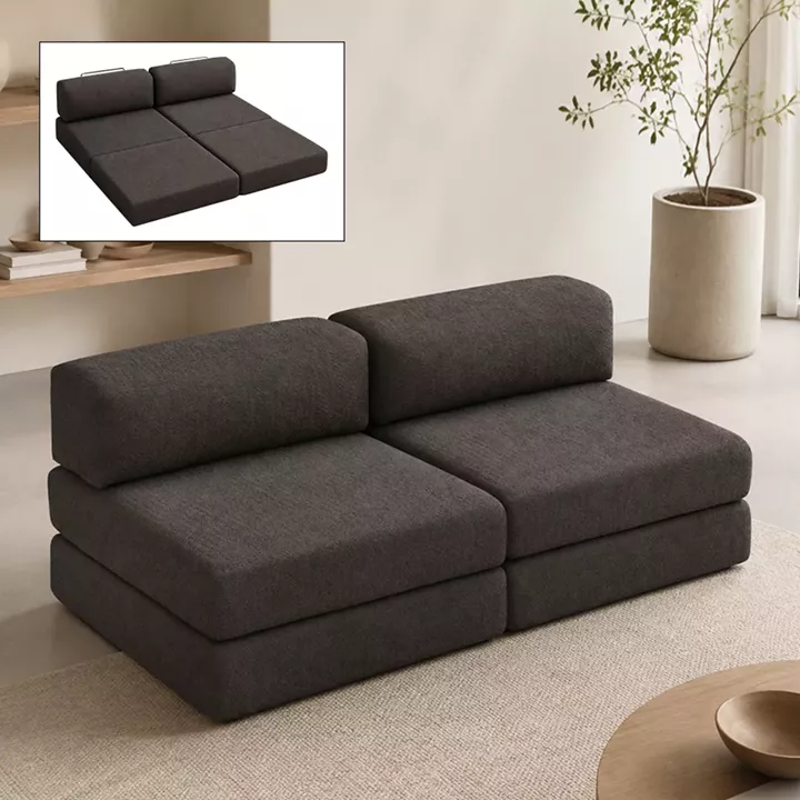 Καναπές - κρεβάτι Comfort Megapap τριθέσιος υφασμάτινος χρώμα ανθρακί 190x95x75εκ.