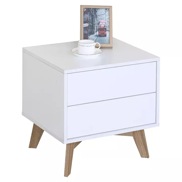 Κομοδίνο ArteLibre ELIRA Λευκό/Φυσικό Μοριοσανίδα 48x39.8x46.5cm