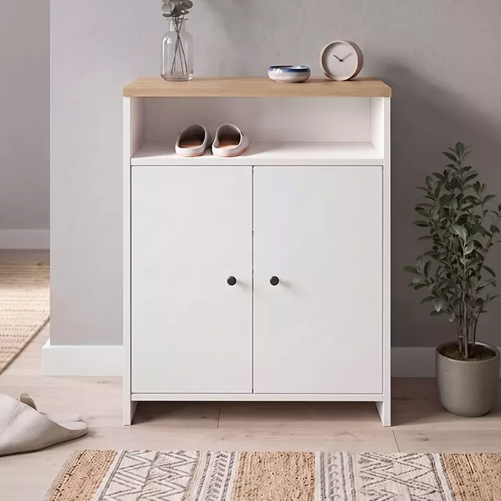 Παπουτσοθήκη - Ντουλάπι Efsun Megapap χρώμα λευκό - sapphire oak 62x35x86εκ.