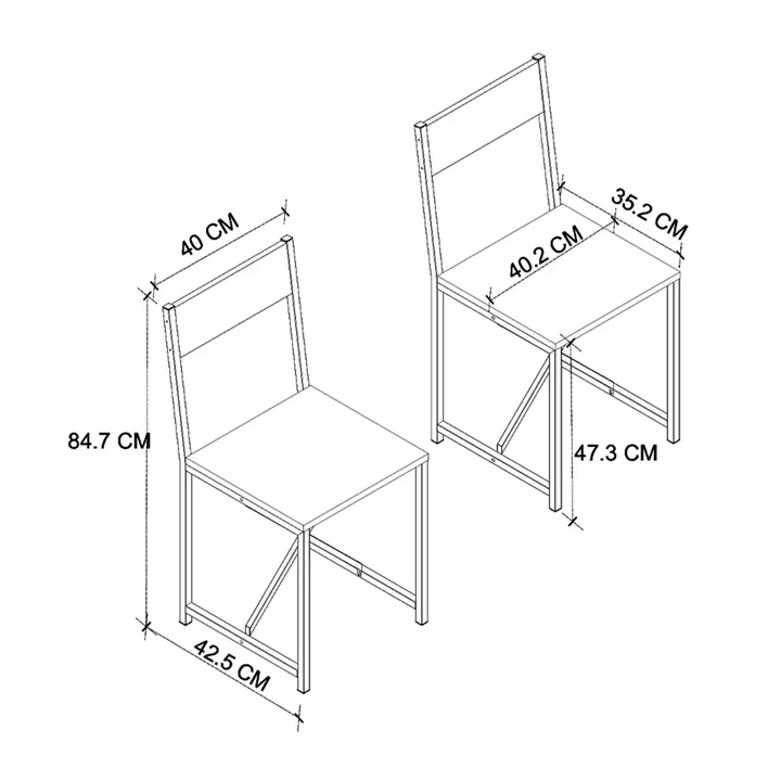 Καρέκλα τραπεζαρίας Maysa Megapap χρώμα μαύρο - pine oak 40,2x42,5x84,7εκ.