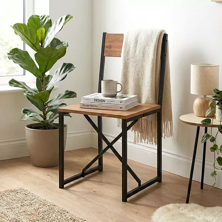 Καρέκλα τραπεζαρίας Maysa Megapap χρώμα μαύρο - pine oak 40,2x42,5x84,7εκ.