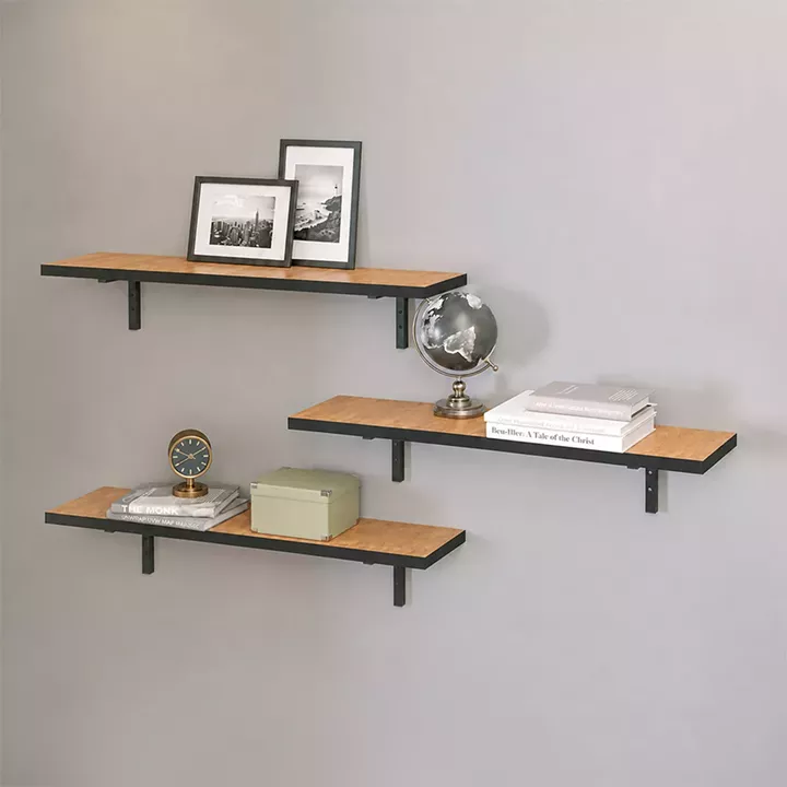 Ραφιέρα τοίχου Versa Megapap 3 τεμαχίων χρώμα pine oak 80x19x17εκ.