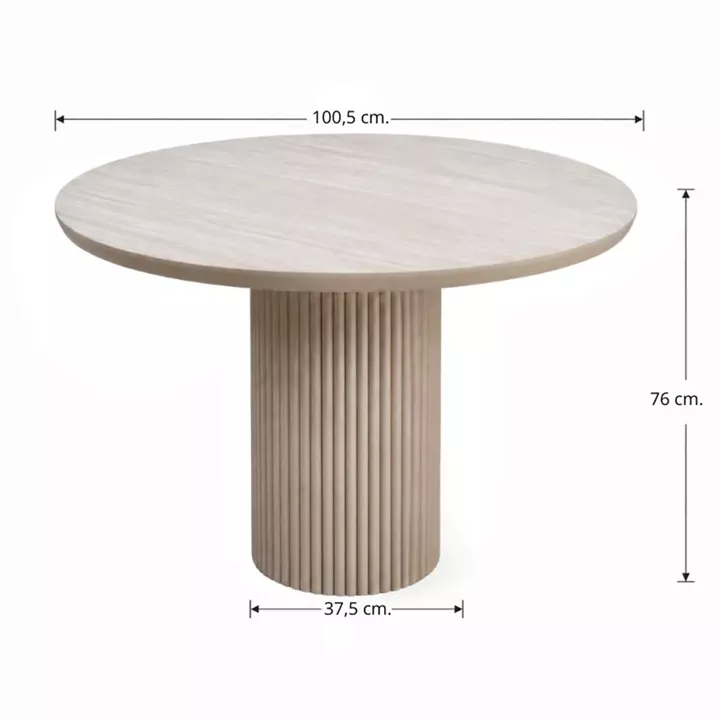 Τραπέζι Hazar Megapap Mdf χρώμα travertine - sandstone Ø100,5x76εκ.