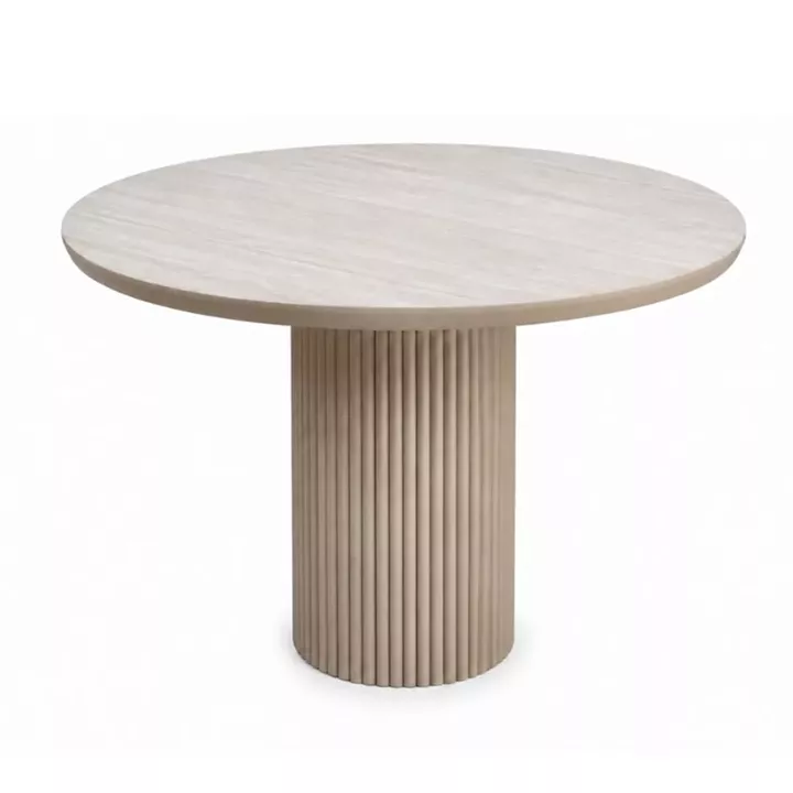 Τραπέζι Hazar Megapap Mdf χρώμα travertine - sandstone Ø100,5x76εκ.