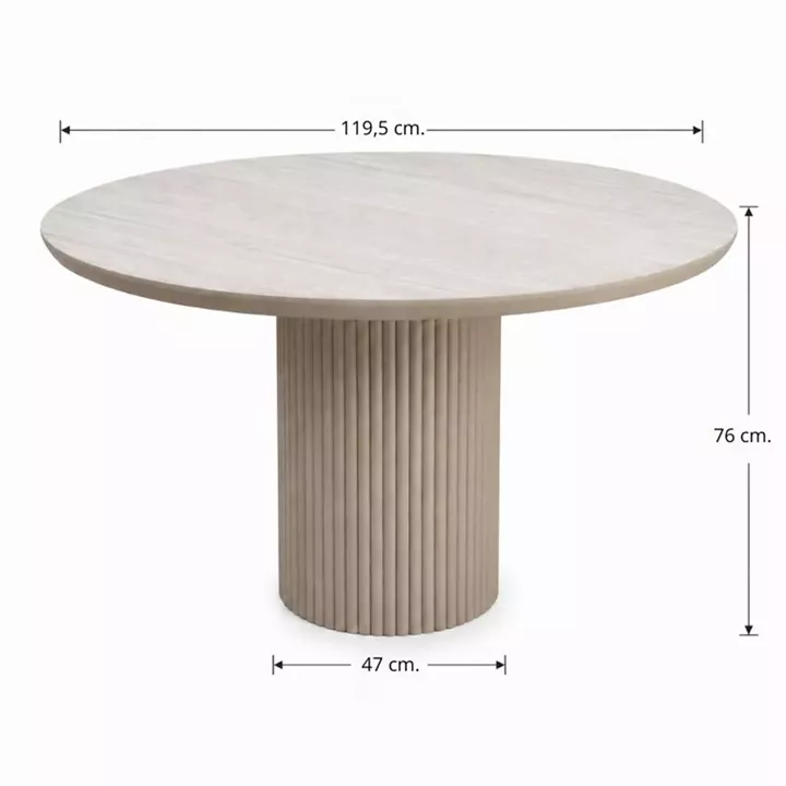 Τραπέζι Hazar Megapap Mdf χρώμα travertine - sandstone Ø119,5x76εκ.
