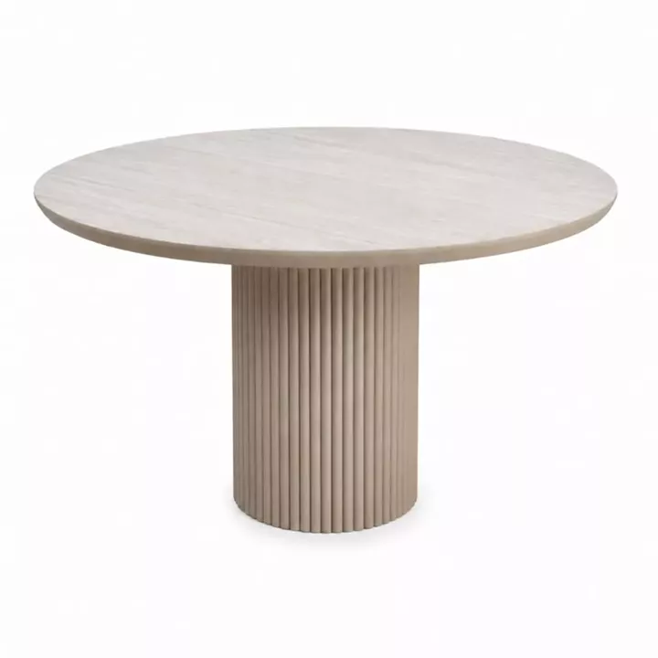 Τραπέζι Hazar Megapap Mdf χρώμα travertine - sandstone Ø119,5x76εκ.