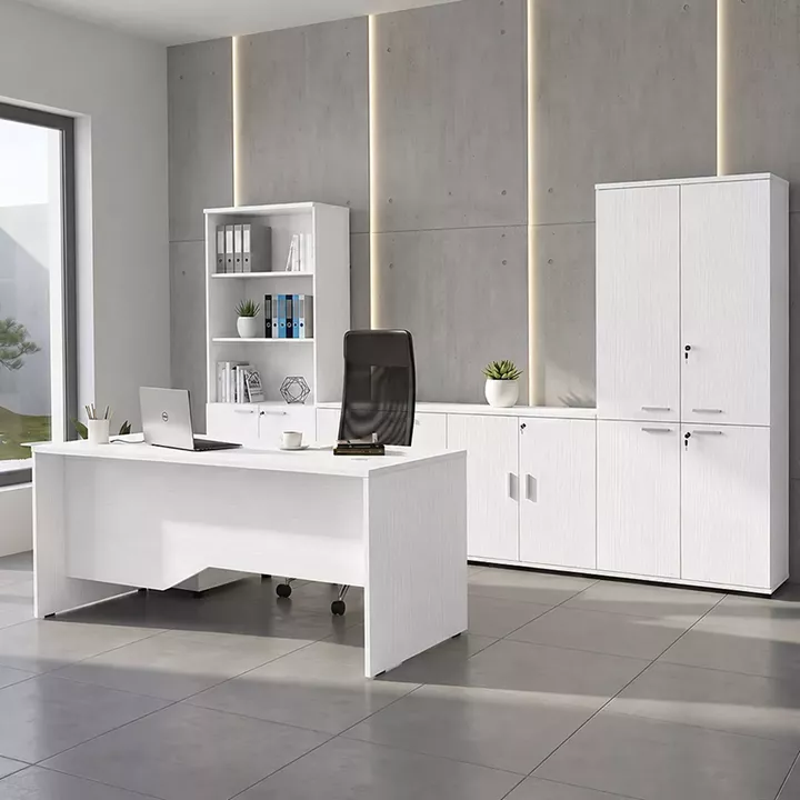 Γραφείο επαγγελματικό Venturo Megapap χρώμα λευκό 150x80x75εκ.
