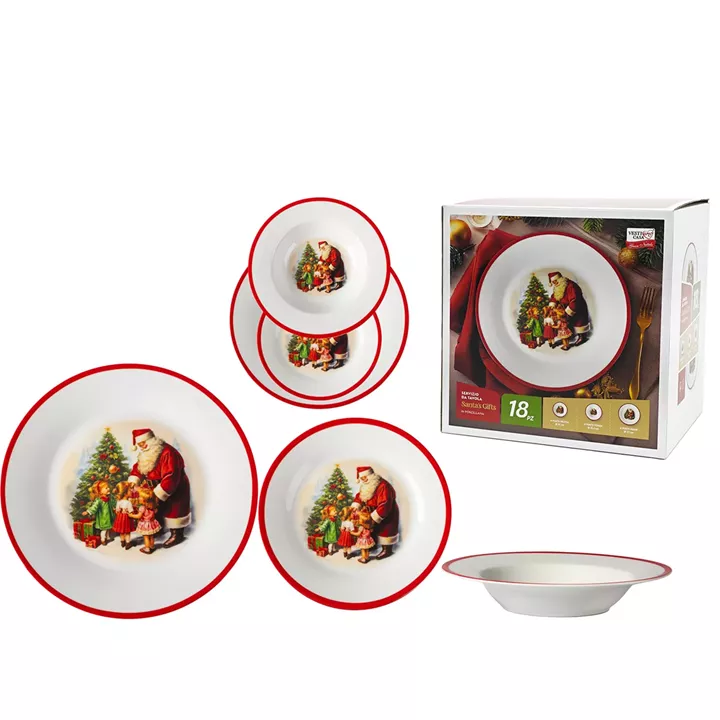 Χριστουγεννιάτικο Σερβίτσιο Φαγητού Santa's Gifts Πορσελάνη Σετ 18Τμχ