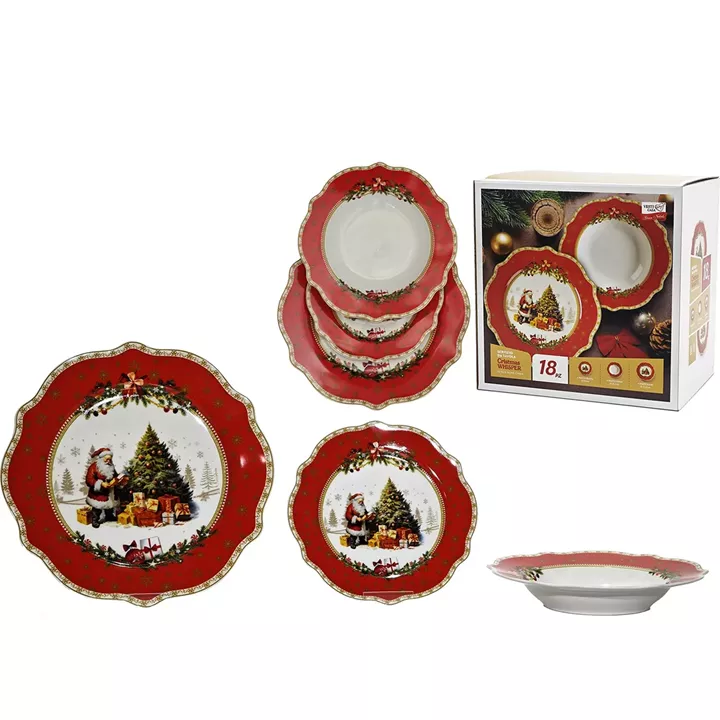 Χριστουγεννιάτικο Σερβίτσιο Φαγητού Christmas Whisper Πορσελάνη Σετ 18Τμχ