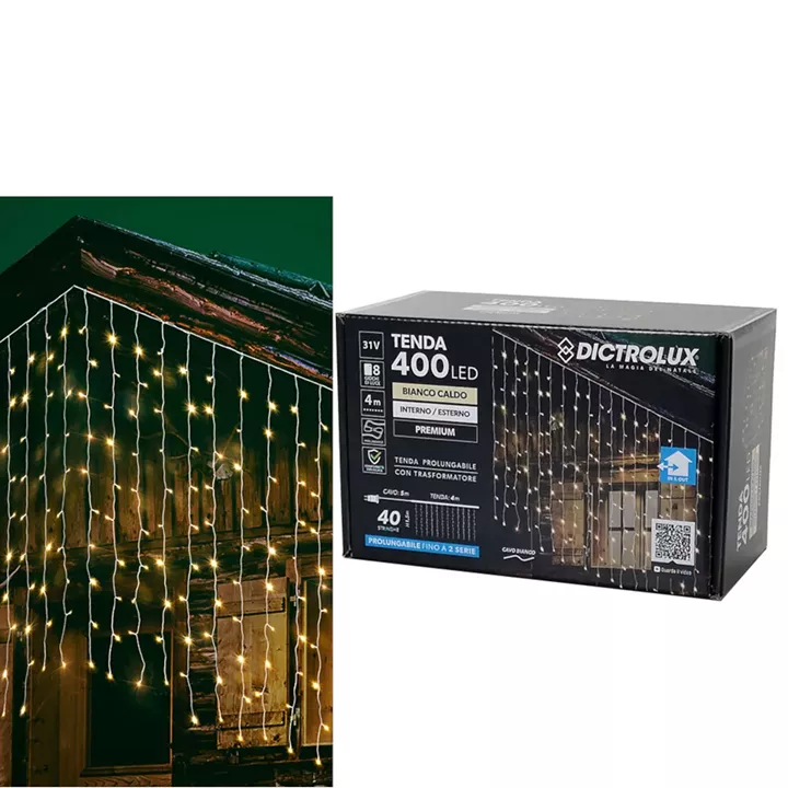 Χριστουγεννιάτικη Κουρτίνα Φωτισμού 400 LED Λευκό Θερμό 4x1.5m