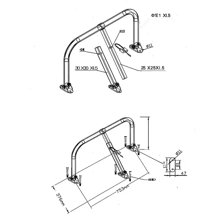 STOPCAR | Χειροκίνητη τρίποδη μπάρα στάθμευσης πεζοδρομίου, γαλβανιζέ