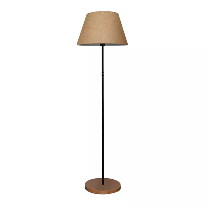 Φωτιστικό δαπέδου Percy Megapap E27 μεταλλικό - υφασμάτινο χρώμα μαύρο - καφέ Φ36x145εκ.