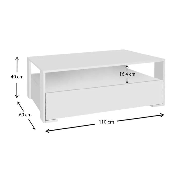 Τραπεζάκι σαλονιού Balina Megapap από μελαμίνη χρώμα λευκό 110x60x40εκ.