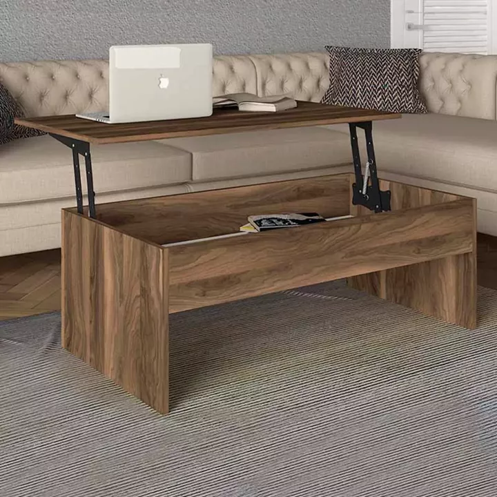 Τραπεζάκι σαλονιού Devon Megapap με σερβιτόρο από μελαμίνη χρώμα καρυδί 110x60x44,8εκ.