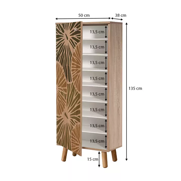 Παπουτσοθήκη - ντουλάπι Soho Megapap από μελαμίνη χρώμα sonoma 50x38x135εκ.