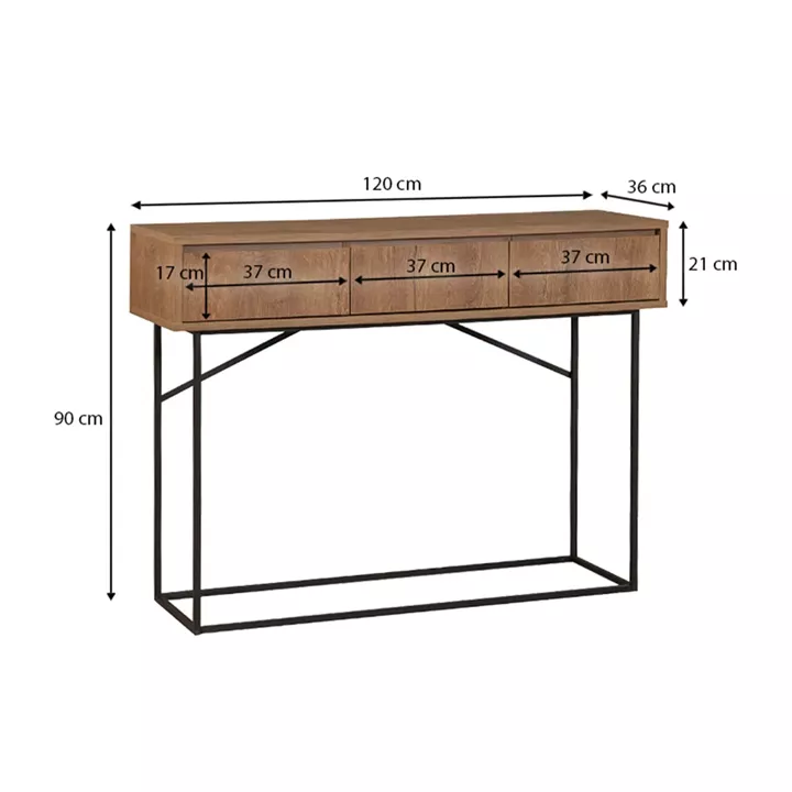 Κονσόλα Amedeo Megapap μεταλλική - μελαμίνης χρώμα καρυδί 120x36x90εκ.